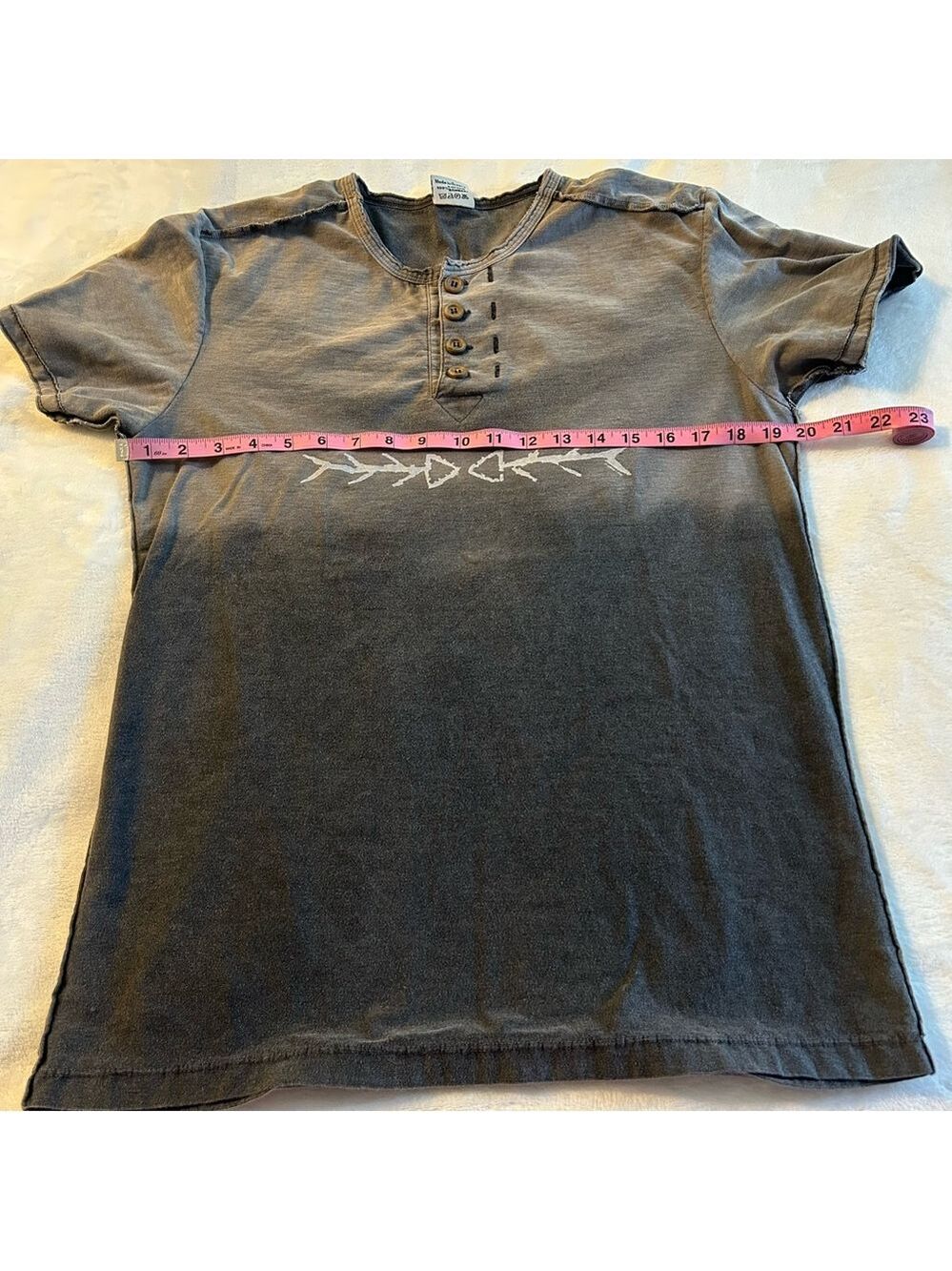 Modous 2 tone gray short sleeve t-shirt with buttons at the collar size S cotton - Picture 5 of 6